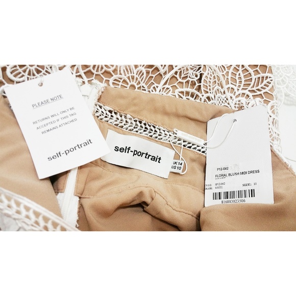 SELF-PORTRAIT White Floral Blush Lace Midi - Picture 6 of 7